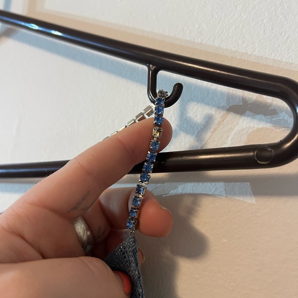 NWT Vintage Blue Gem Stone Straps Fairy Sparkle Knit Cowl Neck Tank Sam Edelma - Picture 10 of 10